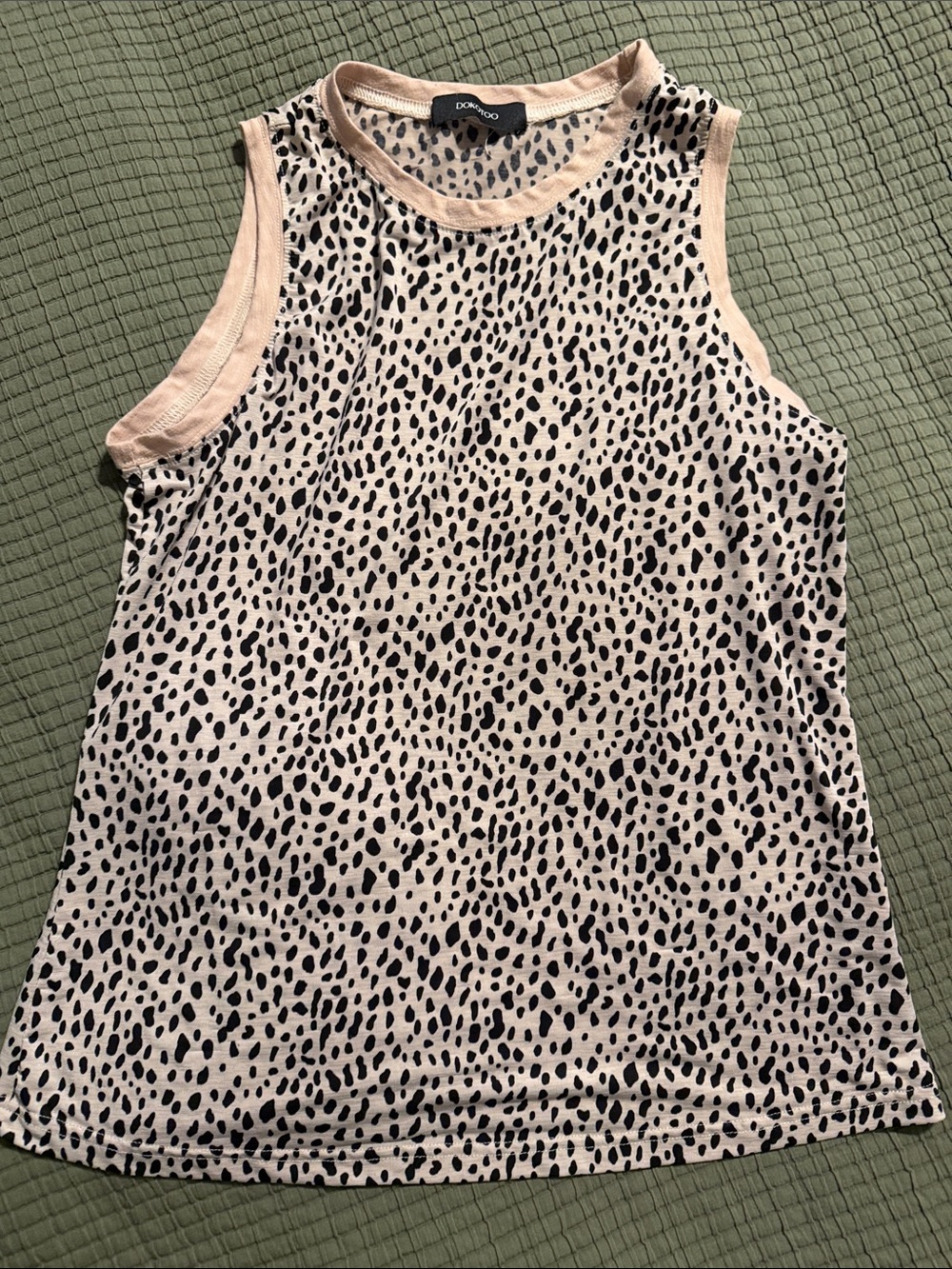 Dokotoo Light Pink & Black Sleeveless Animal Print Top